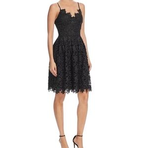 Aqua Womens Black Floral Lace Cami Fit and Flare Crochet Dress Black Small